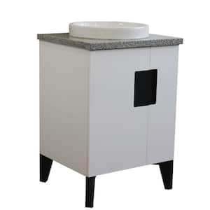 25 in. W x 22 in. D Single Bath Vanity in White with Granite Vanity Top in Gray with White Round Basin