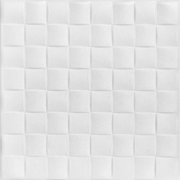 A La Maison Ceilings Cobblestone 1.6 ft. x 1.6 ft. Glue Up Foam Ceiling Tile in Plain White (21.6 sq. ft./case)