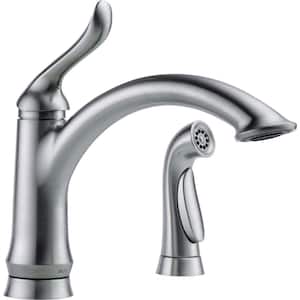 Linden Single-Handle Standard Kitchen Faucet with Side Sprayer in Arctic Stainless