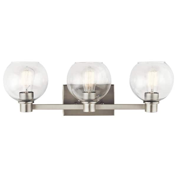 3 Down Light Vanity Light With Brushed Nickel Finish With White Glass Made Of 