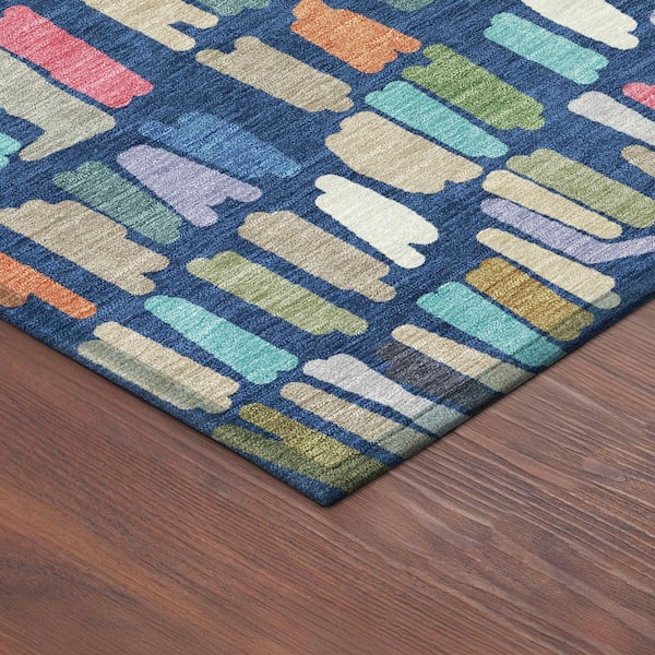 Chantille Machine Washable Indoor/Outdoor Abstract ACN2377 Navy 2 ft. x 7 ft. Runner Rug