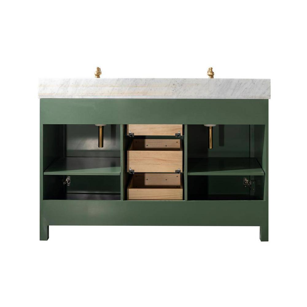 Vogue Green Double Sink Vanity with Carrara White Top
