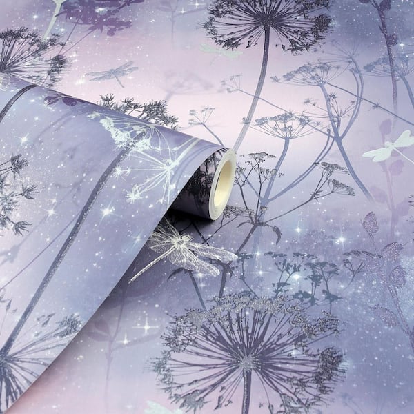 Lena Purple Floral Wallpaper Sample