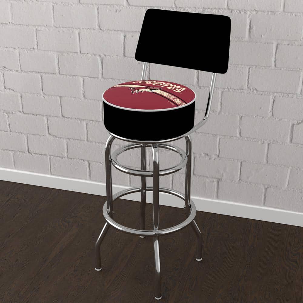 Arizona Coyotes Logo 31 in. Red Low Back Metal Bar Stool with Vinyl Seat