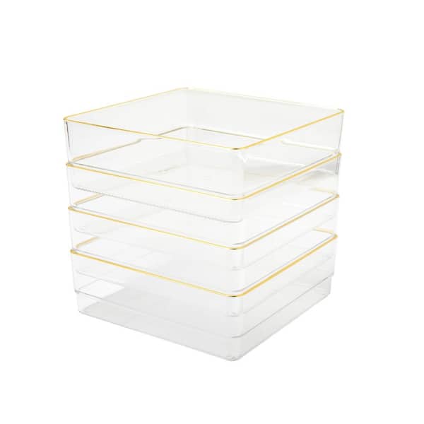 Clear Acrylic Stacking Drawer Organizers Gold Trim Set Of 5 - Shop