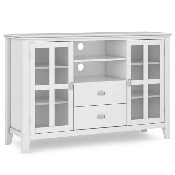 Simpli Home Artisan SOLID WOOD 53 in. Wide Contemporary TV Media Stand in White For TVs up to 60 in.