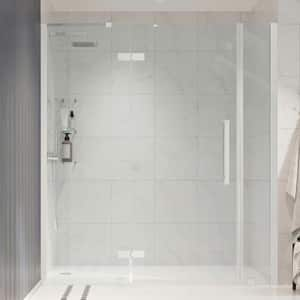 Tampa 68 1/16 in. W x 72 in. H Pivot Frameless Shower Door in Chrome With Shelves