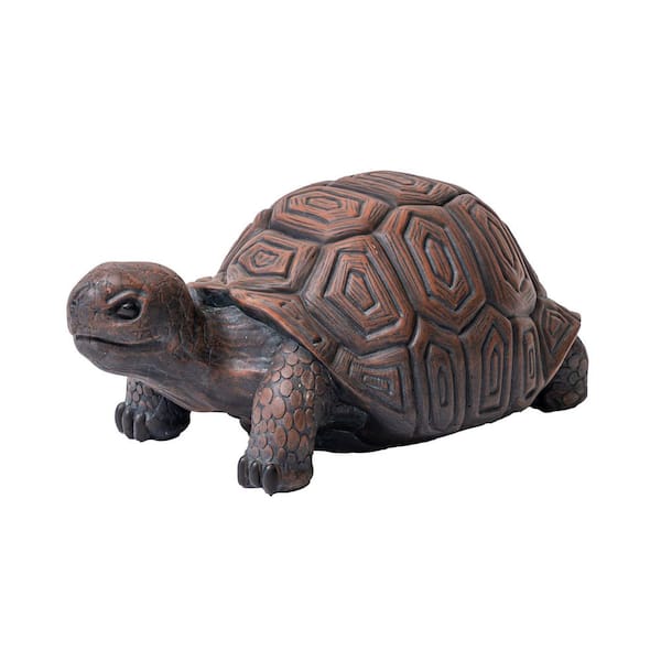 21.3"L Brown and Gray Concrete/MgO Walking Turtle Statue, Indoor or Outdoor Decor, Garden Decor, Turtle Statuary