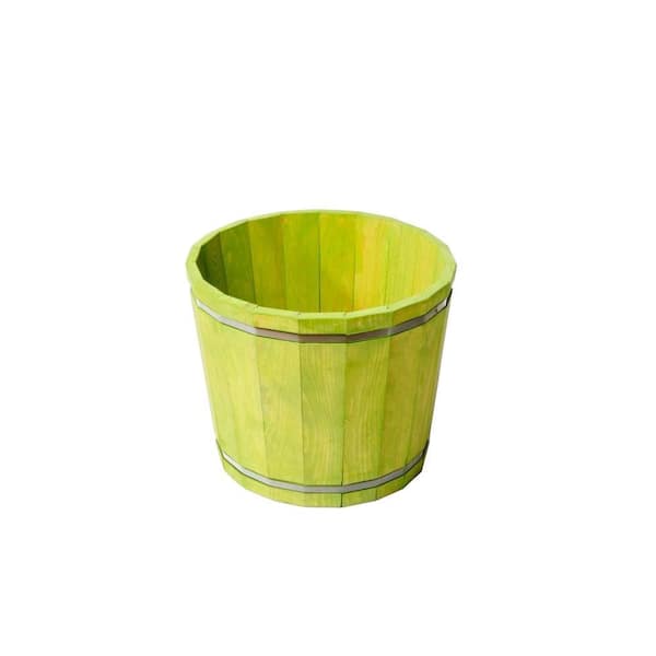 Unbranded KD Barrel in a Box Wood Planter in Green