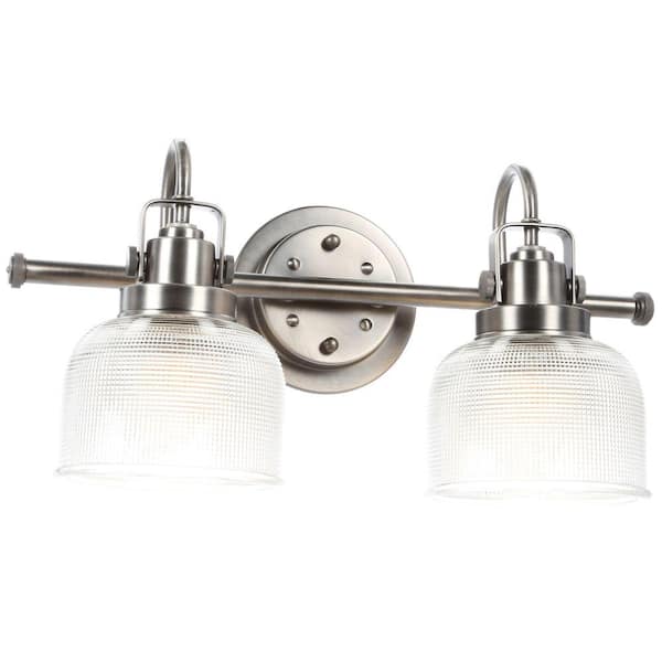 Progress Lighting Archie Collection 17 in. 2-Light Antique Nickel Bathroom Vanity Light with Glass Shades