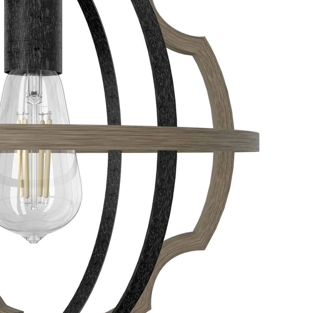 French Oak Rustic Iron 16.75" Transitional Mini Pendant Light