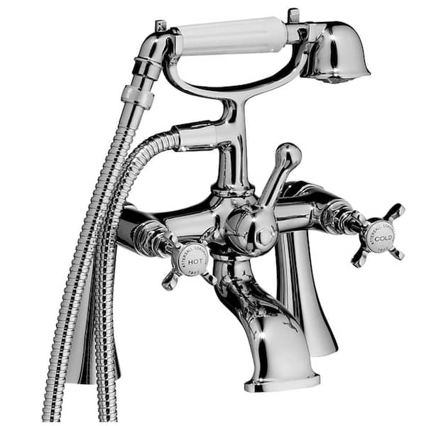 Barclay Products 2-Handle Claw Foot Tub Faucet with Hand Shower in Chrome