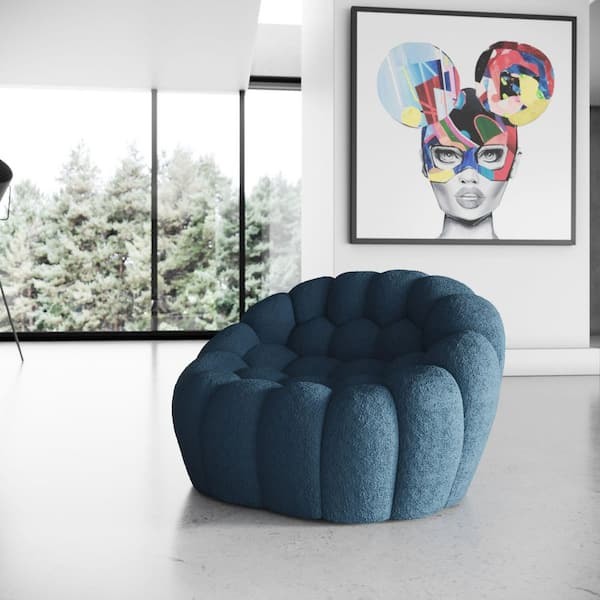 Divani Casa Yolonda-Modern Curved Dark Teal Fabric Chair