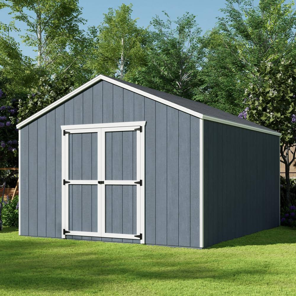 12x14 Gray Wood Gable Storage Shed Kit with Windows
