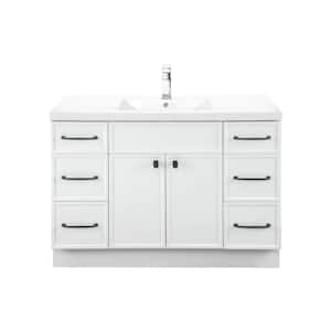 Manhattan 48 in. W x 21 in. D x 36-1/2 in. H Sink Free Standing Vanity Side Cabinet in White with White Acrylic Top