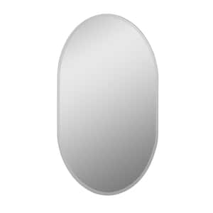 Khloe XL 24 in. W x 40 in. H Oval Beveled Frameless Bathroom Vanity Mirror with Dual Mounting Brackets