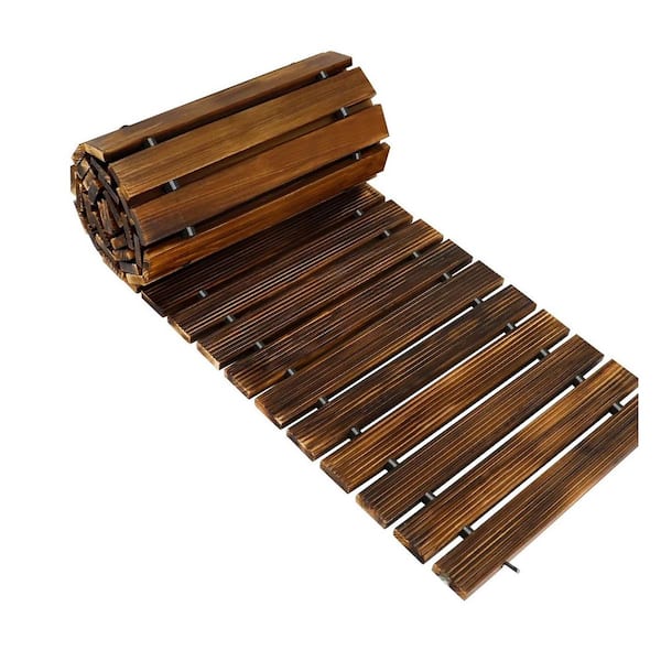 12 ft. Cedar Wooden Garden Pathway Roll Out Walkway Weather-Resistant Decorative Boardwalk for Outdoor Spaces