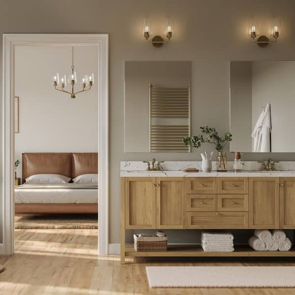 Celino 26 in. 5-Light Champagne Bronze Round Chandelier with White Glass Shades for Breakfast Nook