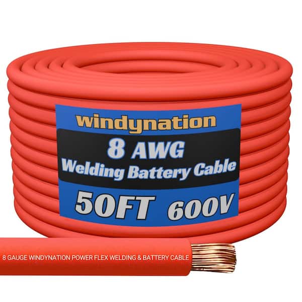 WindyNation 8-Gauge 50 ft. Red Welding Cable
