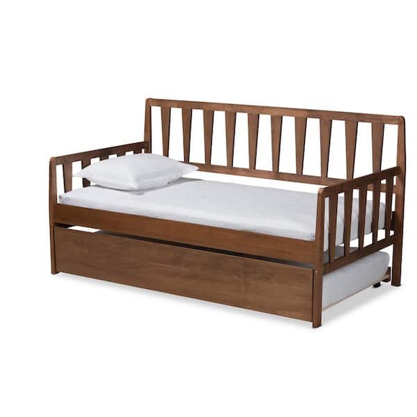 Baxton Studio Midori Walnut Twin Daybed with Trundle