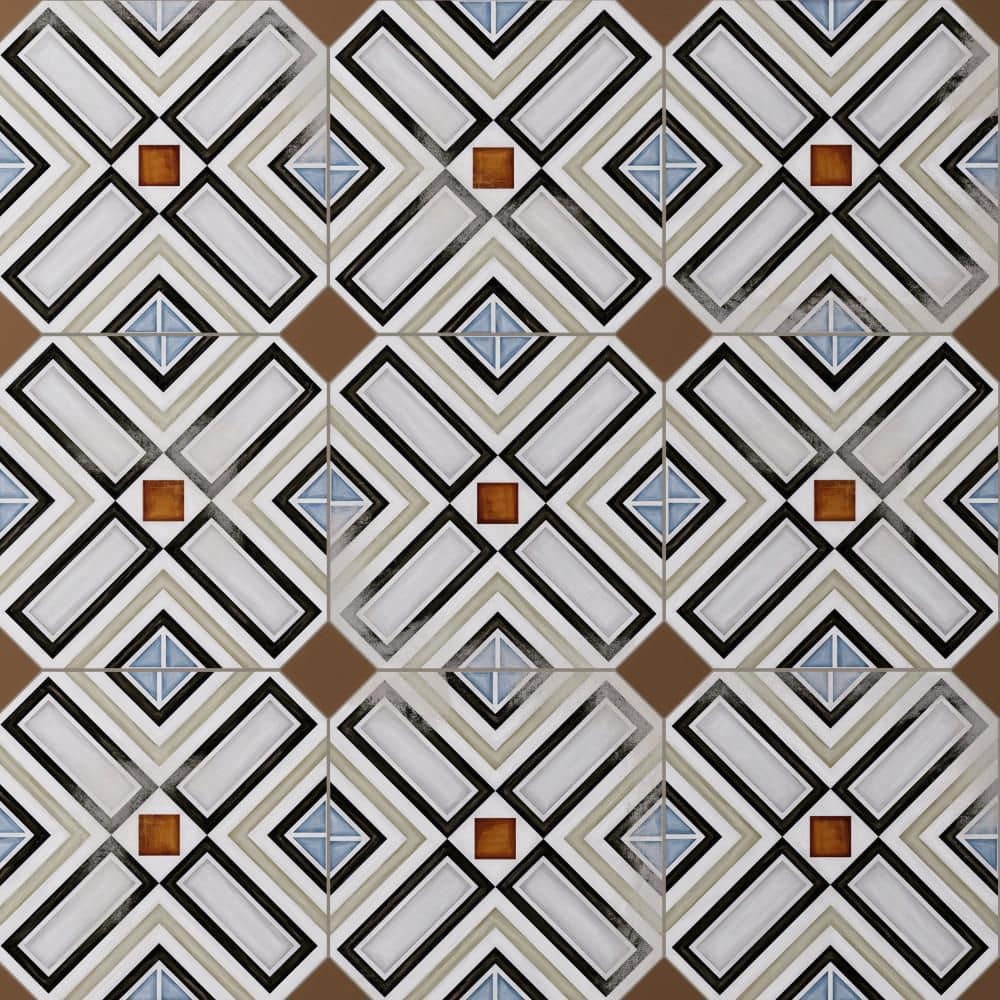 Vaudeville Octagon Deco Ritter with Taco Marron 8 in. x 8 in. Porcelain Floor and Wall Tile (11.25 sq. ft. /Case) price history on PriceWatchPro