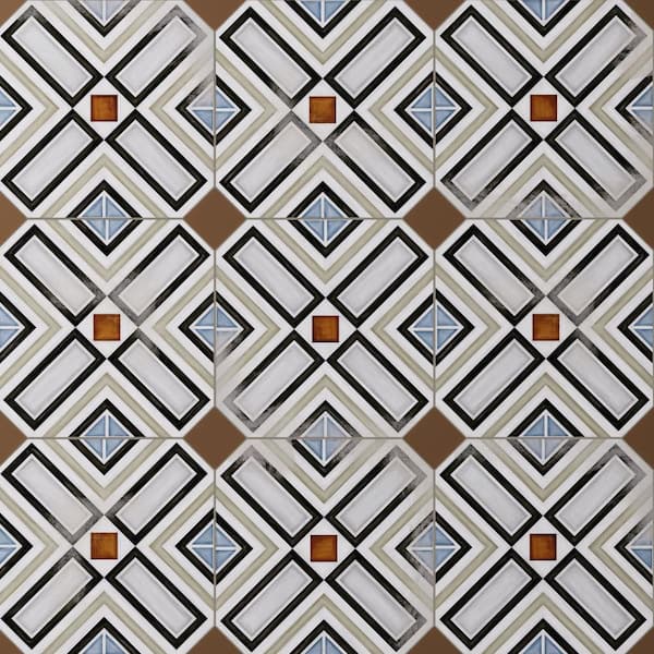 Vaudeville Octagon Deco Ritter with Taco Marron 8 in. x 8 in. Porcelain Floor and Wall Tile (11.25 sq. ft. /Case)