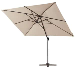 10 ft. x 13 ft. Aluminum Square Outdoor Cantilever Umbrella Patio Offset Umbrella, 360 Rotation Beige
