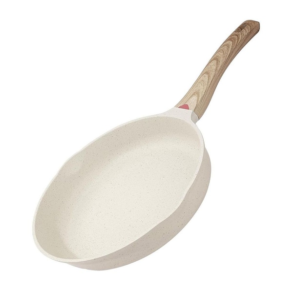 11 in. Nonstick Frying Pan Anti Scratch White Cast Aluminum Skillet with Induction Compatible Bottom Set