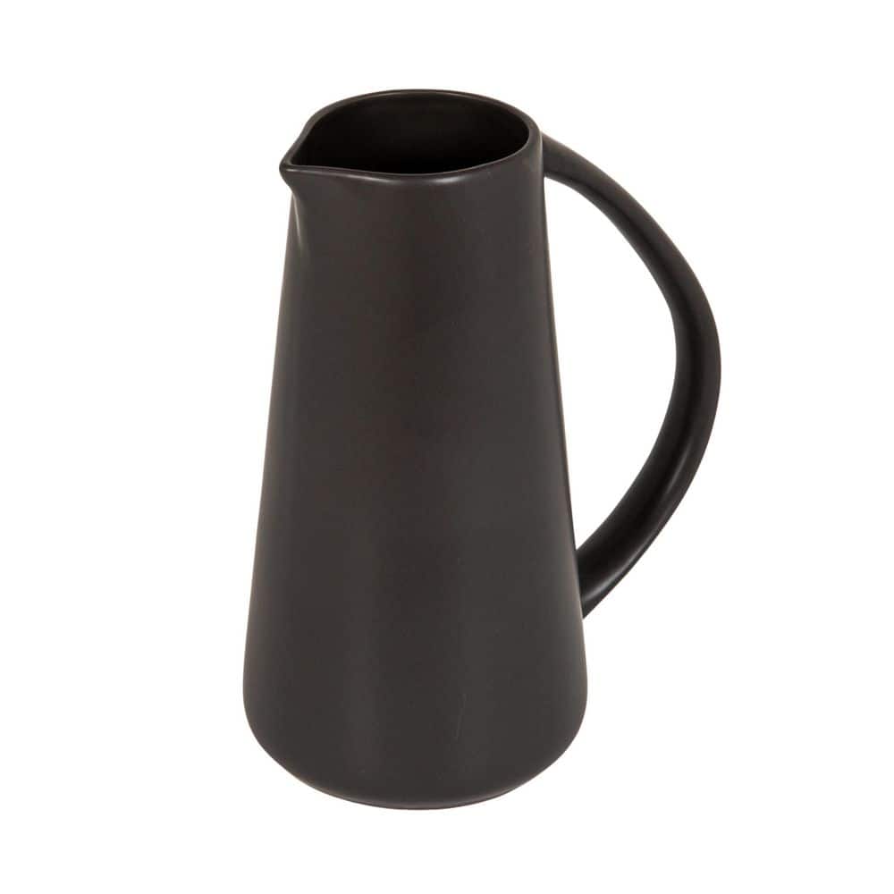 Storied Home 48 fl. oz. Matte Black Stoneware Pitcher AH0433 - The