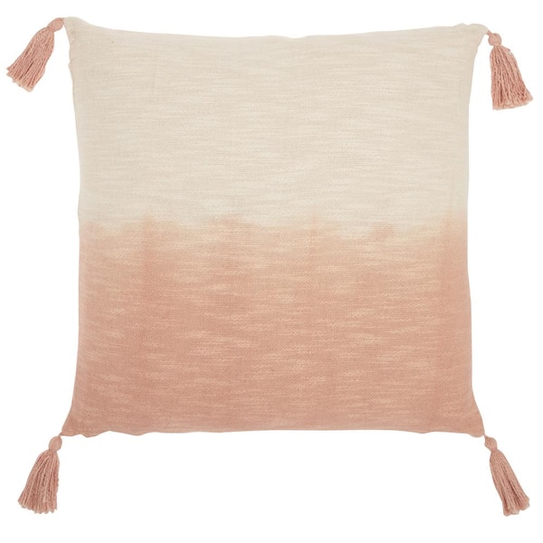 Mina Victory Lifestyles Blush Stripes & Plaids 22 in. x 22 in. Throw Pillow