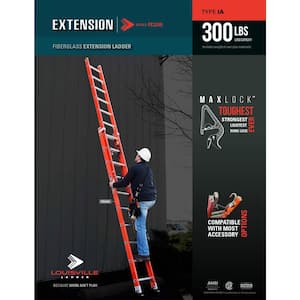 28 ft. Fiberglass Extension Ladder with 300 lbs. Load Capacity Type 1A Duty Rating