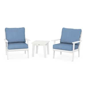 Grant Park White 3-Piece Deep Seating Set with Sky Blue Cushions