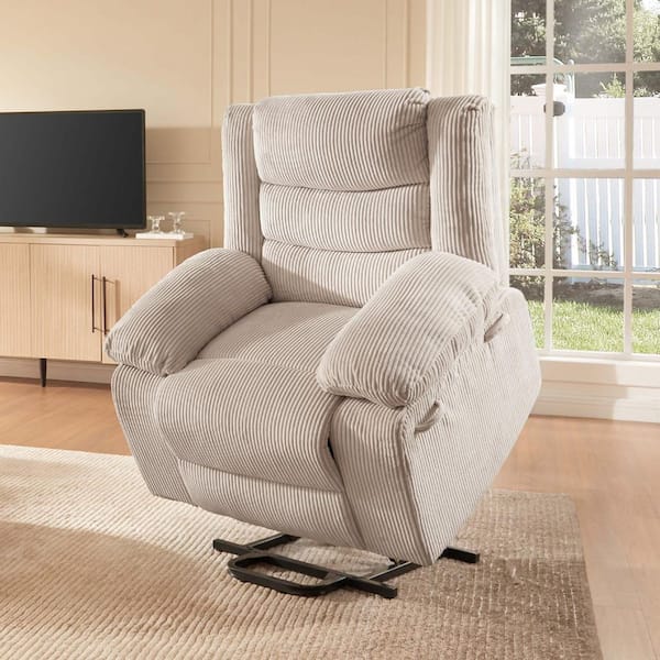 40 in. W Off-White Power Lift Recliner Chair, Electric Chairs with 8-Point Massage and Heating