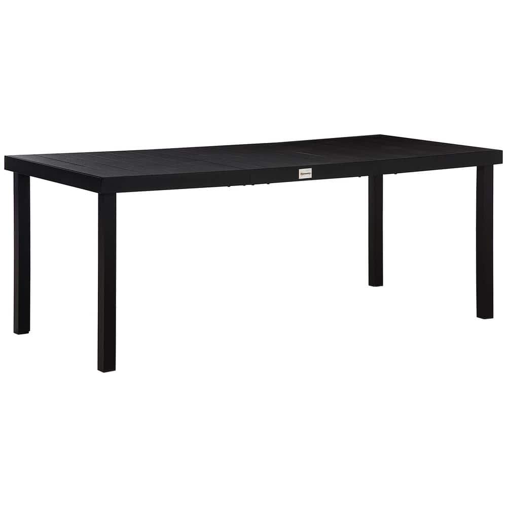 Black Aluminum Rectangular Outdoor Dining Table for 8 People, with All-Weat