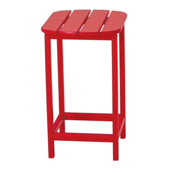 POLYWOOD South Beach 26 in. Sunset Red Patio Counter Side Table