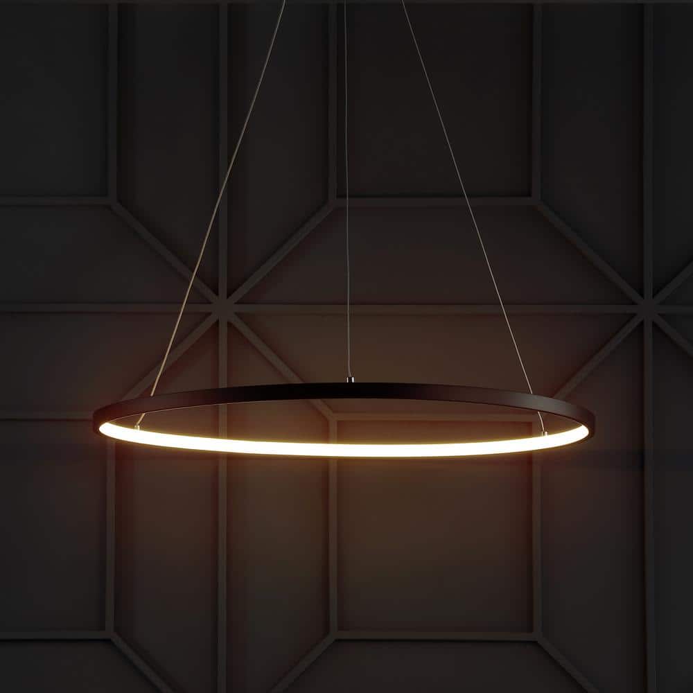 Brice Matte Black 23.75" Integrated LED Modern Drum Pendant