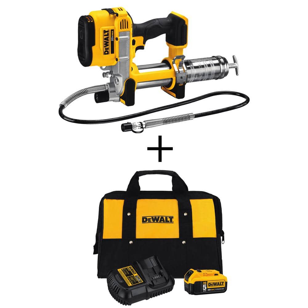 DEWALT 20-Volt Max Cordless Grease Gun (Tool-Only) with Battery Pack, Charger & Kit Bag -  DCB205CKWDCGG57