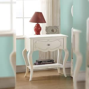 Edalene Pearl White 1-Drawer Nightstand