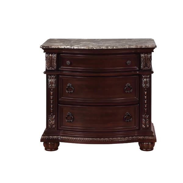 Unbranded 3-Drawer Brown Nightstand 32 in. H x 35 in. W x 19 in. D