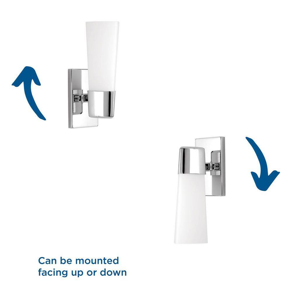 Zura Polished Chrome 1-Light Bath Vanity Fixture with Etched Opal Glass Shade