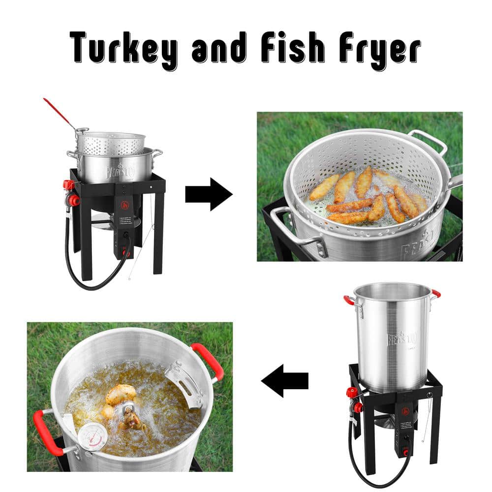 Feasto 30 Qt Aluminum Turkey Fryer with Gas Burner