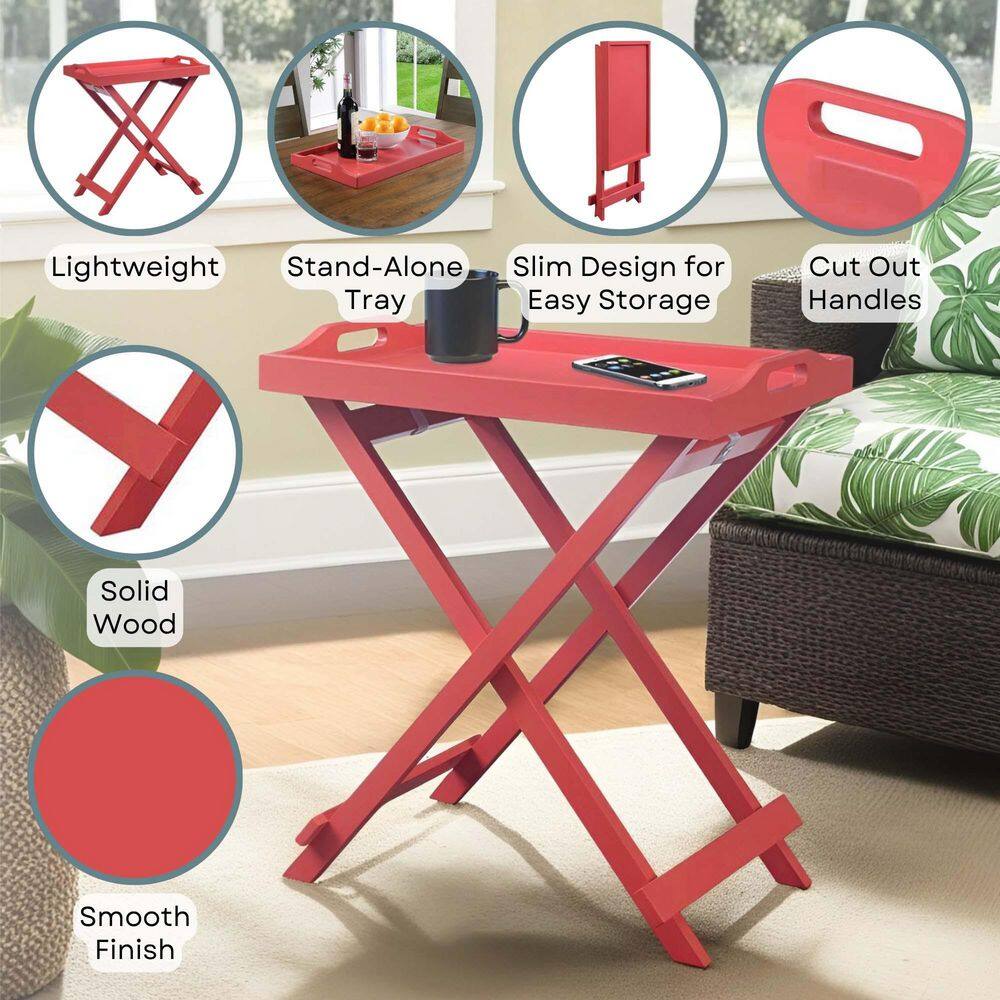 Designs2Go 22 in. Espresso Standard Rectangle Folding Tray End Table - thumbnail 6
