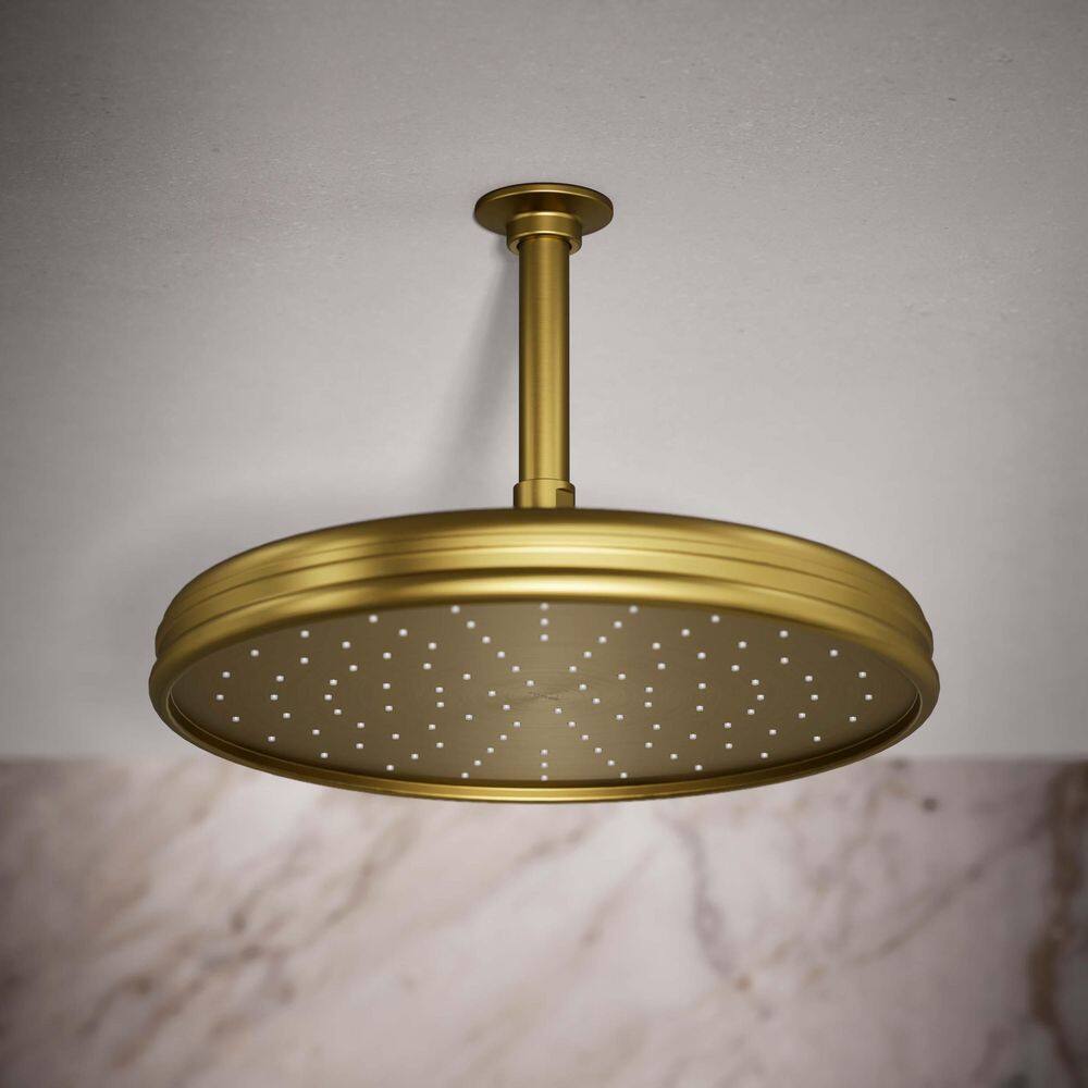 12" Vibrant Brushed Moderne Brass Ceiling Mounted Rain Shower Head