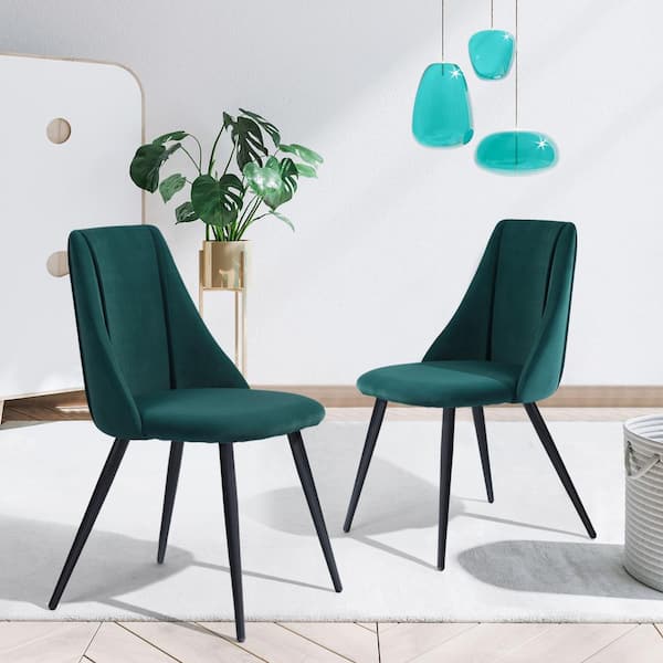 Homy Casa Smeg Green Froested Fabric Upholstered Dining Chairs (Set of 2)
