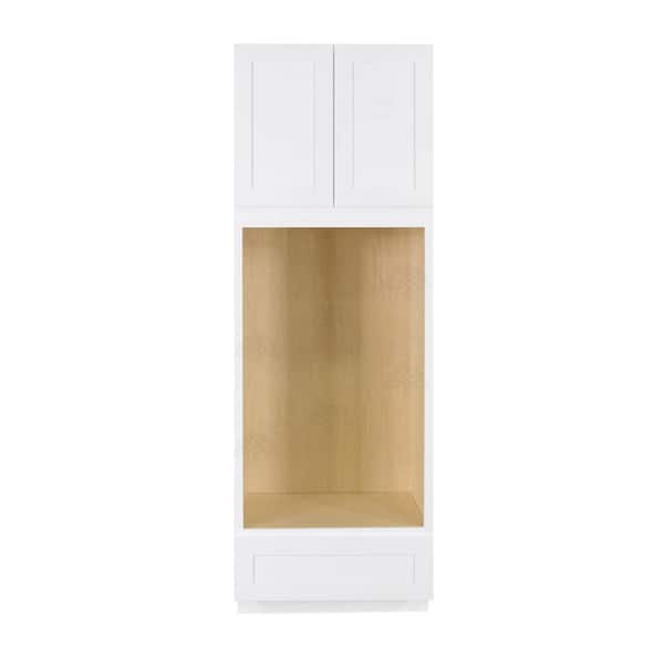 Lancaster White Plywood Shaker Stock Assembled Double Oven Kitchen Cabinet 33 in. W x 90 in. H x 27 in. D