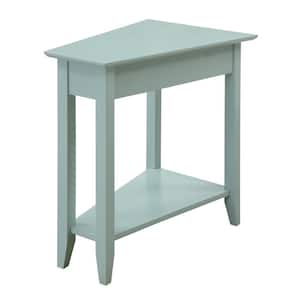 American Heritage 24 in. Mint Green Wedge End Table with Shelf