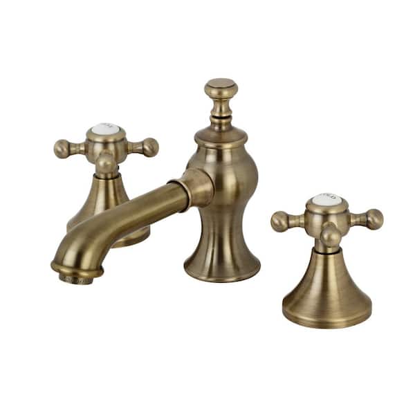 Kingston Brass English Country 8 in. Widespread 2-Handle Bathroom Faucet in Antique Brass