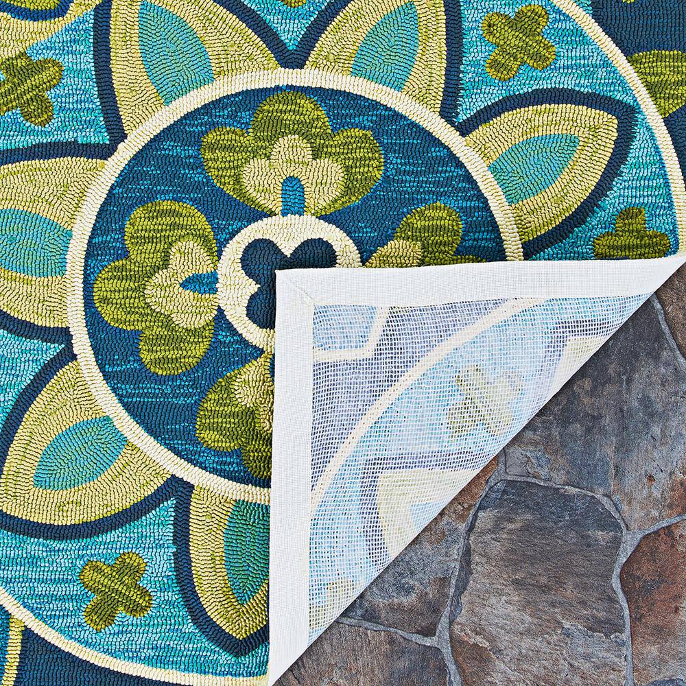 Handmade Blue Floral Synthetic Rectangular Rug, 5'6" x 8'