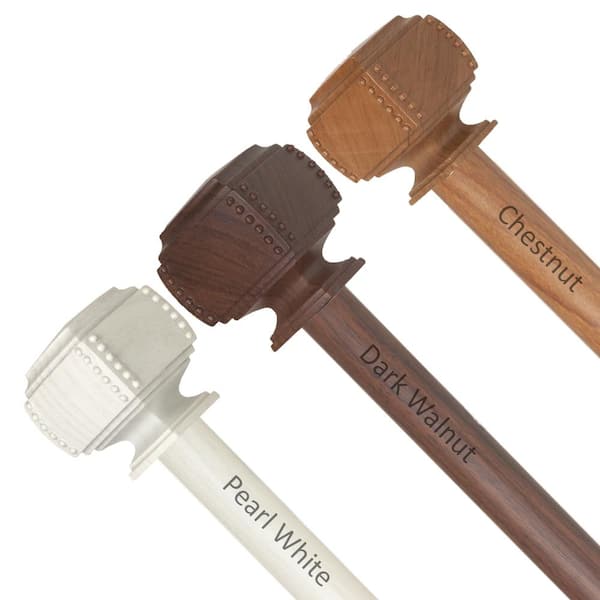 Rod Desyne 1 inch Adjustable Single Faux Wood Curtain Rod 28-48 inch in Dark Walnut with Bennet Finials