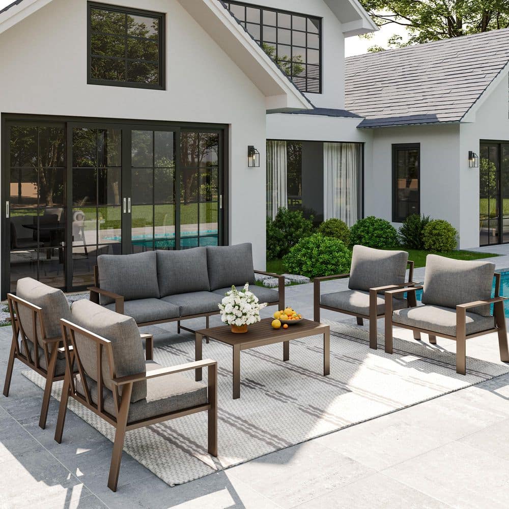 6-Piece Aluminum Patio Conversation Set With Gray Cushion price history on PriceWatchPro